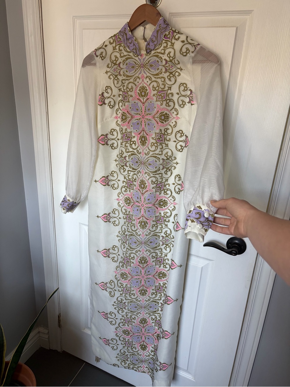1960s / 1970s Vintage Alfred Shaheen Maxi Dress, Sheer and Metallic - Picture 10 of 17